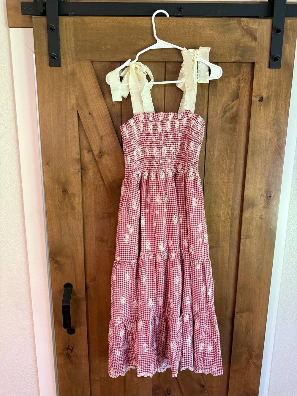 Jacquie the Label Isabella Red & White Gingham Midi Dress Small